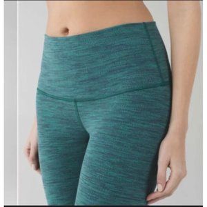 Lululemon Wunder Under Crop Hi-rise Diamond Jacquard Forage Teal Space Dye sz8